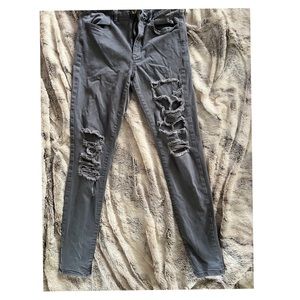 American eagle stretch ripped grey jeans